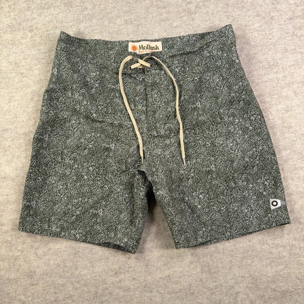 Mollusk Board Shorts Mens 32 Cotton Green Paisley Surf Summer Beach Trunks
